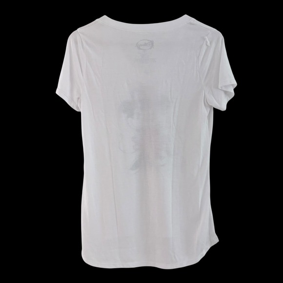 Disney‎ Women's M White V-Neck T-Shirt Mickey Minnie Mouse Graphic Short Sleeve - Picture 6 of 13